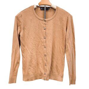 NY&C Camel Tan Button Down Long Sleeve Cardigan Soft Knit Tailored Fit Large